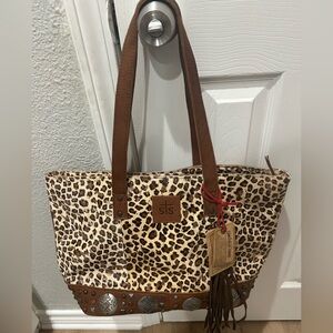 STS Ranchwear Leopard and Brown Tote